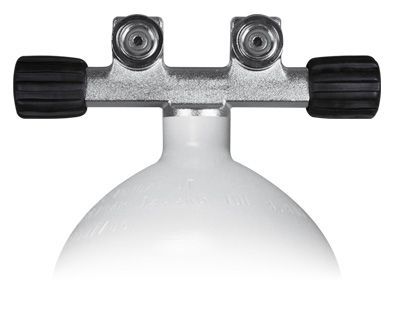 Mono Stahlflasche 5 Liter bis 20 Liter, Ventil mit 2 Abgängen feststehend