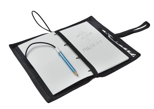 OMS Diver's Notebook including underwater paper, with table windows, pockets and pencil holders