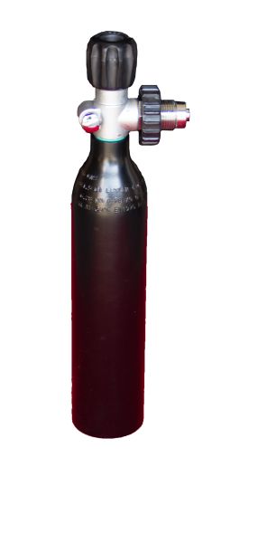 Mono Aluminiumflasche 0,35 Liter, Ventil DIN Männlich mit Druckentslastung